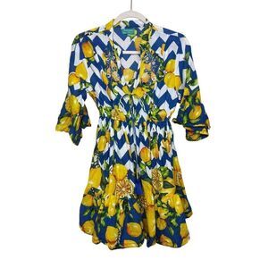 Antica Sartorial Lemons Beaded Chevron Mini Dress Sz. O/S